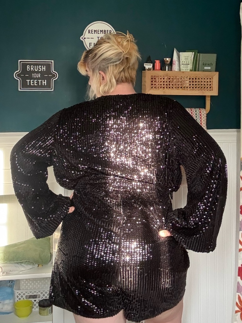 Boohoo Sequins Black Glitter Shiney Romper Plus Size 18